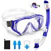 HIKOTEY Maschera Immersione per Bambini,Maschera per Immersioni Anti-Nebbia & Anti-Perdite Panoramica 180°,Dotato di Tappi per le Orecchie e Clip per il Naso,Adatto a Bambini dai 4 ai 16 Anni