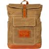 Avirex, Zaino Camp, in Tela Cerata con Pelle, Impermeabile. Stile vintage. Per lavoro e per outdoor. Porta pc 15" 6. Disponibile in Beige Desert e Verde Kaki