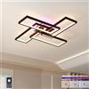 ZAITINZ Plafoniera LED Soffitto 50W 3000LM, Dimmerabile, 4 Rettangoli, Nero | Lampada da Soffitto Moderna con Telecomando e APP, 3000-6000K, Luce Ambiente 3 Colori per Soggiorno, Camera da Letto, Cucina