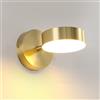 KRUIHAN Lampada da Parete LED Integrata 7W Oro, Rotabile a 350 °, Cambia 3 colori | Applique a cablaggio fisso con paralume acrilico, luce morbida senza sfarfallio, soggiorno, camera comodino, corridoio, scala