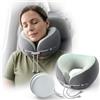 Aosun Cuscino cervicale da viaggio aereo e auto, ergonomico in memory foam, cuscino cervicale e cuscino da viaggio, morbido supporto per il collo per dormire, accessori da viaggio, lavabile e compatto