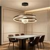 FDOIUTU Lampada a sospensione moderna a LED, design a spirale con sfera lunare, lampada a sospensione regolabile in altezza, illuminazione da soffitto per soggiorno (Palla cintura nera)