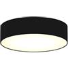 Smartwares Elegante lampada rotonda da soffitto con luce a LED, paralume in tessuto, luce calda con rivestimento satinato, nero, diametro 40 cm