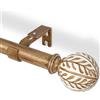 DEFYNEE Asta per tende allungabile in effetto legno, 76 - 219 cm, diametro 25 mm, anima in metallo effetto legno, con finali per finestre e porte, marrone caffè