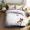 Generic Set Copripiumino Matrimoniale 260x240 cm Motivi a Note Musicali Stampa 3D Biancheria da letto Farfalla in Morbido Microfibra 3 Pezzi 1 Copri Piumino e 2 Federe con Cerniera D-1953