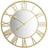 QHENS Orologio da Parete Grande 50 cm Dorato con Numeri Romani Vintage | Movimento al Quarzo Silenzioso, Centro Effetto Specchio in Acrilico, Soggiorno, Ingresso, Camera e Ufficio