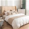 QRGMKL Nuovo copriletto di Lusso Runner Nord Europa Sciarpa Letto Morbido Colore Solido Camera da Letto Hotel Bedding Protector - Disponibile su Entrambi i Lati-Beige||2 Pillowcases(55X55cm)