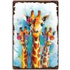 SUPERDANT Insegna Metallica con Tre Giraffe Retrò Cartello In Latta Occhiali da Sole e Fiori Targa Decorativa Murali Arte Parete per Bar Caffè Pub Soggiorno Locale 30x20cm