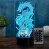 SpadinsLaserDreams Lampada Samurai con drago, luce notturna a LED in vetro acrilico 3D, dimmerabile, cambia colore RGB, telecomando, USB e funzionamento a batteria, regalo decorativo giapponese