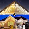 Circlio Luci Natale da Esterno Cascata, Bianco Caldo e Freddo, Tenda Luminosa da Esterno con APP e Telecomando, 17 Modalità, 4 Luminosità, Timer, Decorazioni Natale Esterno (15M-600L, C/F)