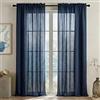 Mrs.Naturall - Tende di lino, 2 pannelli, con passante per asta, per soggiorno, tende semi velate, per patio, porta scorrevole, 132 cm x 259 cm di lunghezza, blu navy