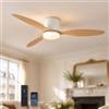 ATEEZ Ventilatore da Soffitto con Luce 106cm 42 Pollici, Plafoniera con Ventilatore Basso Profilo con App e Telecomando, Motore DC Reversibile 6 Velocità, Dimmerabile Memoria, Effetto Legno-Legno Chiaro