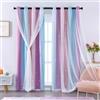 XiDi Tende per camera da letto di ragazze e bambini, 2 pannelli, colorate, arcobaleno, stelle, oscuranti, unicorno, decorazione da parete, carina principessa sirena, 274,3 cm di lunghezza