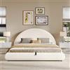 HOXINBLY Letto Matrimoniale 180x200 cm con Rete a doghe,Letto Imbottito con testiera e Ampio vano Contenitore a testiera Imbottita, Bouclé Bianco,Materasso Non Incluso