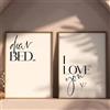 TROYSINC Set di 2 quadri da parete per camera da letto, poster moderni con scritta Dear Bed I Love You, in bianco e nero, per testiera e coppie, senza cornice (H, 21 x 30 cm)