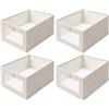 Xltionomix Set di 4 scatole pieghevoli con finestra trasparente | Organizer per guardaroba, biancheria da letto, per guardaroba, vestiti, giocattoli (41 x 28 x 17 cm)
