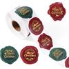 Gosknor 500 Pezzi Adesivi Natalizi Rotolo, 3,8cm Rotondi Adesivi Buon Natale Forma di Timbro Vacanze Invernali Etichette Adesive per Buste Scrapbooking Biglietti Etichette Regalo Sigillo Decorazione
