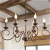 JIINOO Lampadario Vintage Country in Ferro Bronzo a 6 Luci, 62 cm | Lampada a Sospensione Rustica Stile Francese, Catena Regolabile 90 cm, Design Classico in Metallo per Soggiorno e Cucina