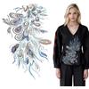 letsinstyle Grandi Applicazioni Ricamate con Paillettes A Forma di Coda di Fenice, Toppa in Pizzo con Ricamo A Rete di Piume di Pavone con Paillettes, Applique Non Sbiadita per Camicia