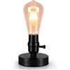 AWEKLIY Lampada da tavolo, lampada da comodino, abat-jour da industriale comodino, luce da lettura vintage, E27, max. 60 Watt, interruttore sul cavo,in metallo nero,con 2 interruttori