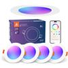 DUSKTEC Faretti LED da Incasso per Cartongesso Alexa RGBWW 10W, 4 Pezzi | 2700K-6000K Bianco Caldo e Freddo, Faretti Soffitto RGB Smart 220V Cambia Colore Dimmerabile, Spot LED Bluetooth Colorati