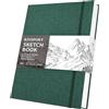 KINSPORY blocco per schizzi A4, copertina rigida in tessuto, 150 g/m² | carta schizzi professionale forata, blocco da disegno da viaggio, taccuino schizzi - 21 × 29,7 cm, 50 fogli / 100 pagine