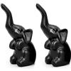 Cryptadg 2 Pezzi Statua a Forma di Elefante, Ornamento Elefante in Resina | Elegante Statua di Animali, Creativa Statuetta Ornamentale da Scrivania per Ufficio, Casa, Stanza e Feste (Nero)