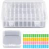 Godneei Set di 30 Scatole Piccole e 1 Grande Contenitore Trasparente per Fai da Te | con 160 Etichette Impermeabili, Organizer in Plastica per Perline, Gioielli, Strass e Piccoli Oggetti, Scatoline Impilabili