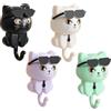 Jorzer 4 simpatici ganci da parete autoadesivi a forma di gatto, in plastica ABS resistente, con occhiali da sole, carini portachiavi per cappotti, borse, cappelli, asciugamani, decorazioni da appendere alla