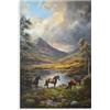 Generic Quadri 3D su tela con cavalli e Highlands scozzesi, stampe artistiche da parete in stile vintage, decorazione da parete per casa e ufficio, 40 x 60 cm