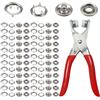TOAOB THE ONE AND ONLY BABY TOAOB Set di 100 Bottoni a Pressione in Acciaio Inossidabile Argento 9,5 mm con Clip per Cucito Porta Foglia Vestiti Borsa in Pelle Jeans Forniture Artigianato Fai Da Te