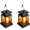 Lergas Lampada per Tomba Impermeabile per Esterni, Lanterna Solare per Giardino, Lampada per Tomba per Urne, Lampade per Tomba Nere con Candele LED, Piccola Lanterna con Candele, Idea Regalo per il