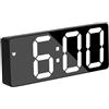 FRTmvg Sveglia digitale da 6,5 pollici, display a LED, luminosità regolabile, modalità notturna automatica, temperatura e calendario, orologio compatto da comodino per casa/ufficio (guscio nero e luce