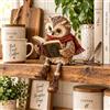 Generic Statuetta a forma di gufo che legge in stile vintage, con occhiali rotondi | Gambe e stivali pendenti, decorazione da tavolo Woodland Farmhouse per libreria, caminetto, casa, ufficio