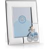 ARTÉ 10x15 Cornice portafoto per BAMBINO, Made in Italy, elegante placcata in argento, Silver Plated antiossidante, Bellissima cornice in Silver Plated con retro in legno laccato bianco E271/CELESTE