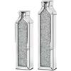 SHYFOY Set di 2 Vasi da Terra a Specchio Decorativi, 61 e 76 cm, Argento | MDF con vetro a specchio e inserti decorativi cristallo, Ideali per fiori secchi, artificiali e rami, Non adatti all'acqua