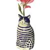 Uhngw Vaso per fiori pois | Vaso per gatti in resina con motivo pois, vaso per gatti per la casa, libreria, tavolo, mensola, piccoli vasi forma di animali per gli amanti dei gatti