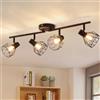 ANWIO Faretti LED Soffitto Regolabili Base Rettangolare,Faretti da Muro con 6 Lampadine LED Attacco E14,Lampadario Vintage Lampada da Soffitto per Negozio,Bar,Cucina,Soggiorno,Lampadine Escluse EUC-EA