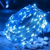 ALEGRE® Ghirlanda di luci LED a batteria, timer, 5 m, 50 LED, con timer | Catena luminosa in micro filo di rame blu, funzionamento a batteria, per interni, per matrimonio, compleanno, Halloween