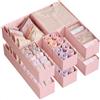 SONGMICS Divisore per Cassetti, Organizzatore per Armadio, Set di 12, Scatole di Stoccaggio Pieghevoli in TNT, per Calze, Biancherie, Reggiseni, Cravatte, Sciarpe, Rosa Pastello RDZ006R01