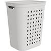 Rotho Jona - Cesto portabiancheria Jona, 55 l, in plastica (PP riciclato), bianco, 55 l (43,2 x 35,5 x 53,3 cm)