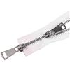 ROWCES 5# 60/70/80/90/100/120/150cm Doppi cursori Chiusura automatica con cerniera in metallo Cerniera per giacca, Bianco, 60cm