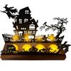 Giggleye Portacandele di Halloween con base in legno, sagoma di zucca per lumini da | Spaventoso gioco di luci con motivo di Halloween