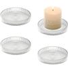 YoHyien 4 Pezzi Piattino Porta Candele 9 cm, Piatto per Candele in Vetro Trasparente, Sotto Candela per Tealight, Portacandele per Natalizie, Matrimonio Decorazione, Casa Festa e Cena (Trasparente)