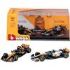 Maisto BBURAGO 2X McLaren MCL39#4 Norris F1 Modellino di auto da collezione in | 2 auto da corsa fedeli all'originale Fomel 1 del campione del mondo, idea regalo per gli appassionati di sport motoristici