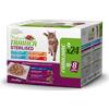 TRAINER Natural Trainer Adult Cat Bocconcini Sterilised Multipack 24( 6 Merluzzo, 6 Tacchino, 6 Tonno, 6 Manzo) bustine 85 gr Umido Gatti