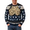 Viunychn Maglione Natalizio Uomo con Stampa Divertente Maglioni Invernali Maglioncino Felpa Girocollo Pullover Invernale Lunghe con Renna Brutti Maglioni Natalizi S-6Xl