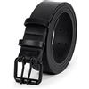 JasGood Cintura in pelle da uomo doppia prong casual Work Heavy Duty cintura doppio occhielli cintura per jeans