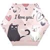 KAAVIYO Gattino Cuore Rosa Gatti Ombrello Pieghevole Portatile Protezione UV Piccolo Leggero Ombrelli per Viaggi Spiaggia Donne Bambini Ragazze