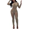 Generic Tutina lunga con brillantini, da donna, sexy, per feste, da club, da donna, per yoga, in tulle, per feste, per palcoscenici, costume intero a maniche lunghe, in rete